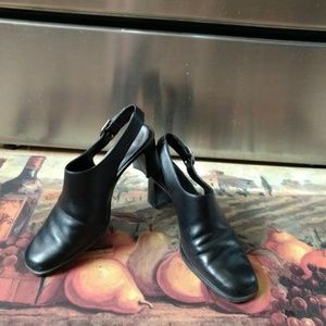 Black Leather Slingbacks